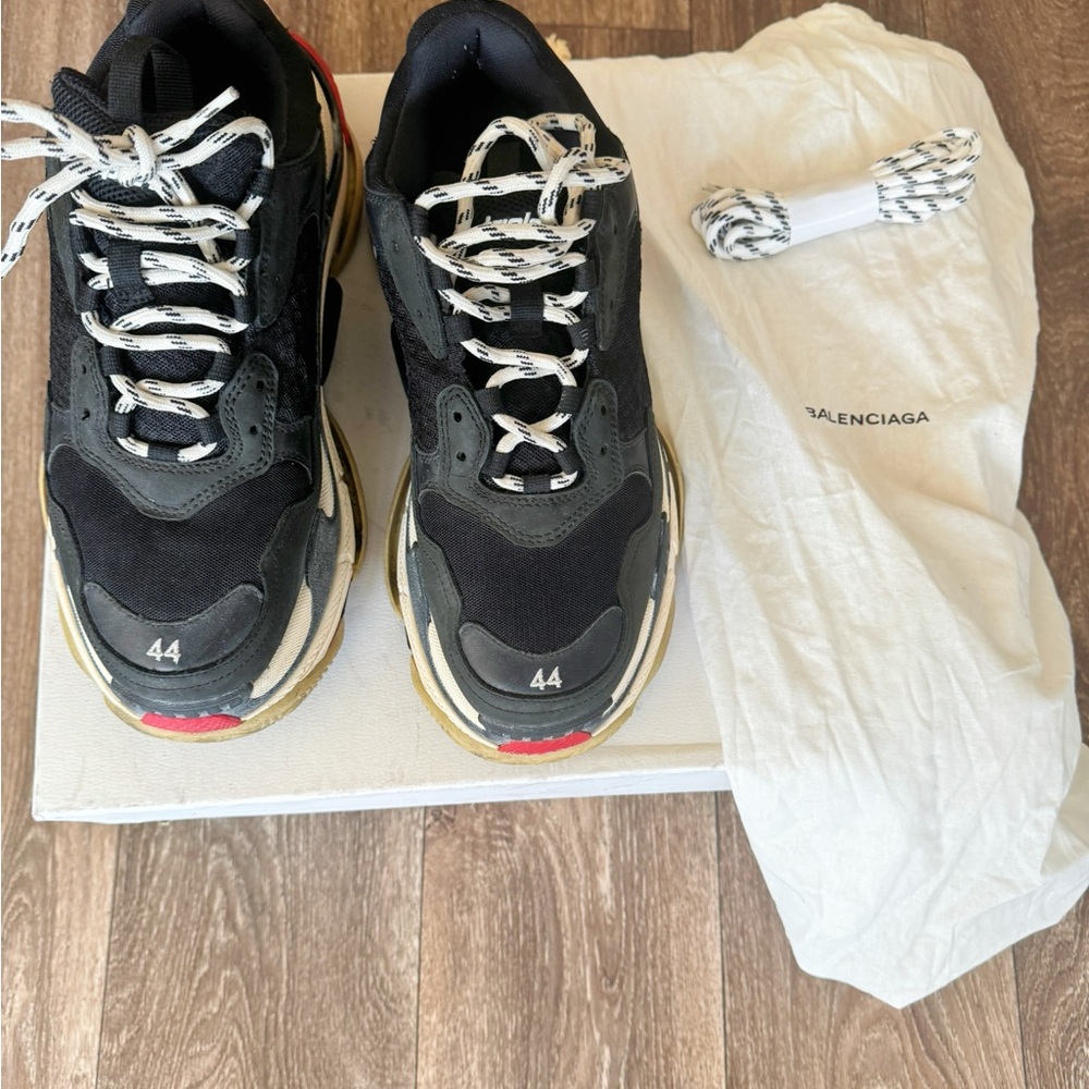 Balenciaga Black and Red Sneakers with White Accents